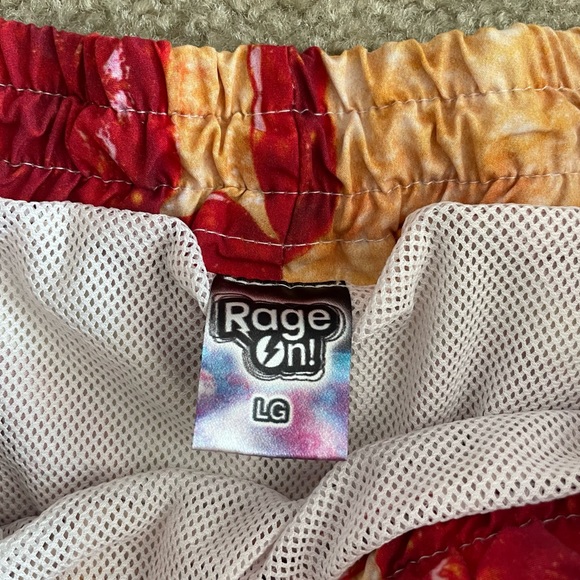 Men’s Rage On Swim Trunk Shorts Pizza Pattern Size L Waist Tie - Picture 3 of 3